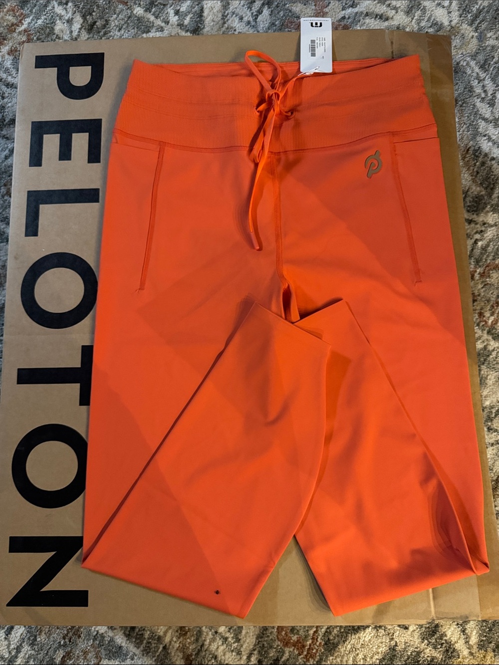Peloton Travis Matthew Women’s Orange Active Leggings with Drawstring Waist